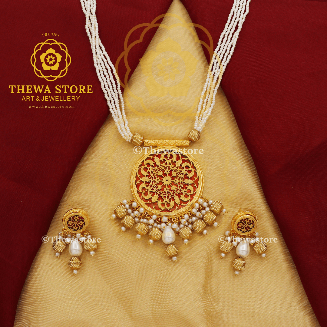 Thewa art jewellery Round Anika Necklace Set - ThewaStore