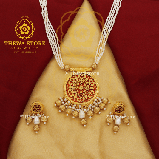 Thewa art jewellery Round Anika Necklace Set - ThewaStore