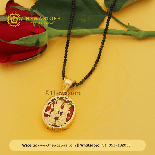 Thewa Jewellery Radhe Krishna Oval Pendant - ThewaStore