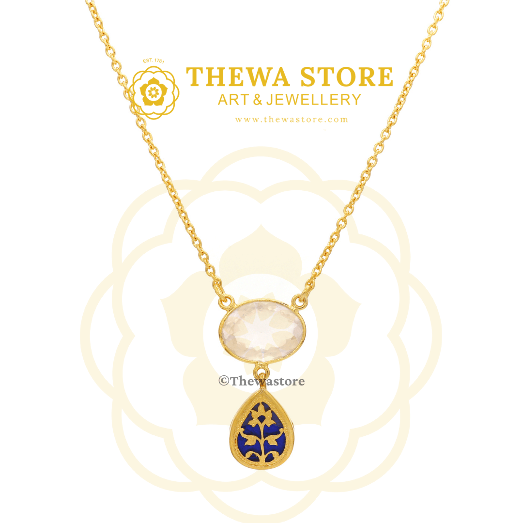 Thewa Art Jewellery Vyoma Pendant with Rainbow Stone - ThewaStore