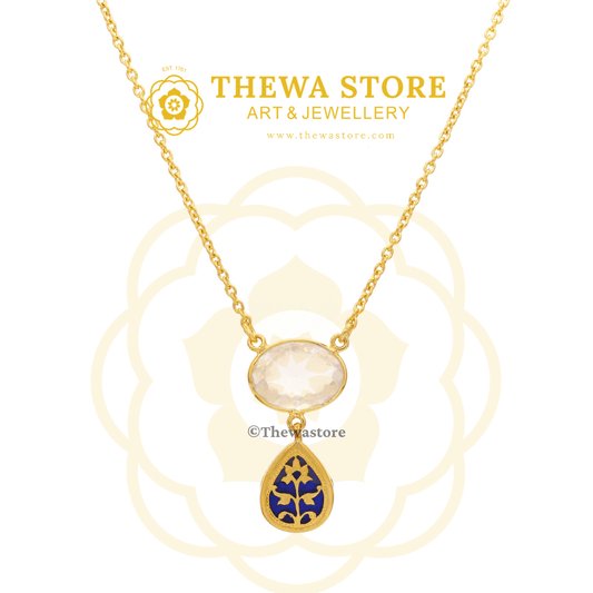 Thewa Art Jewellery Vyoma Pendant with Rainbow Stone - ThewaStore