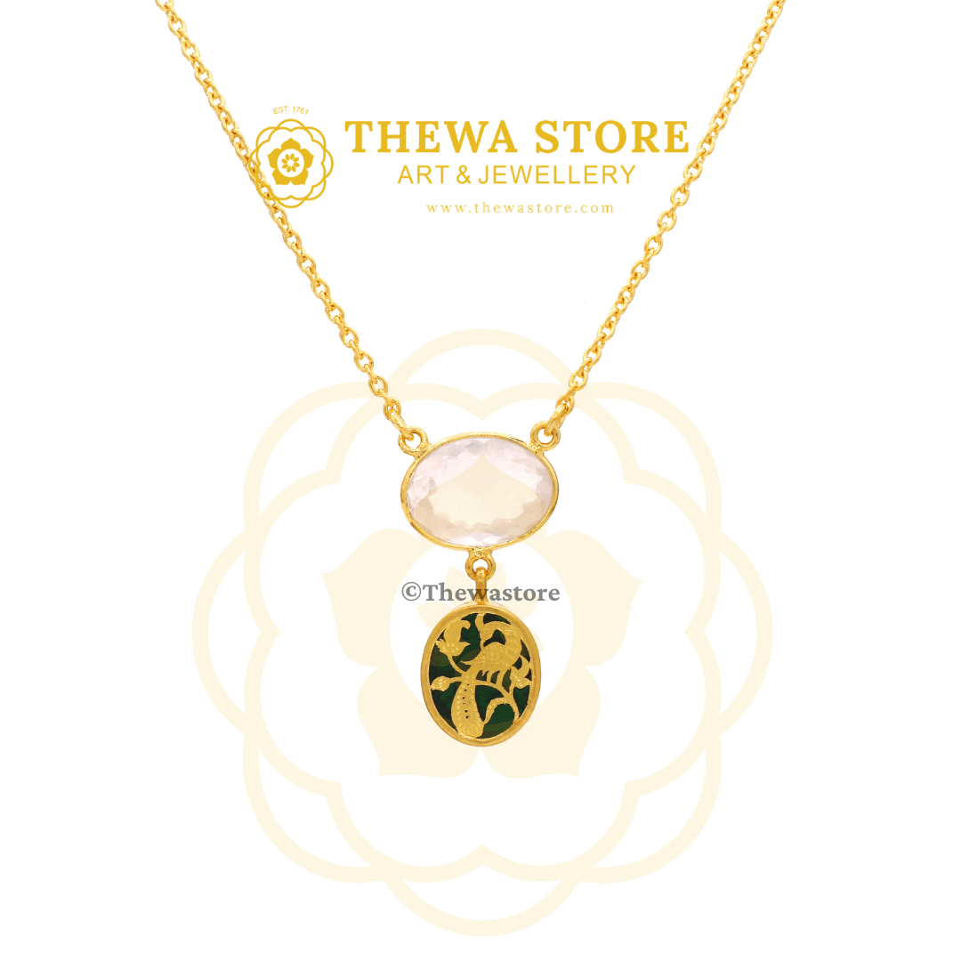 Thewa Art Jewellery Vyoma Pendant with Rainbow Stone - ThewaStore