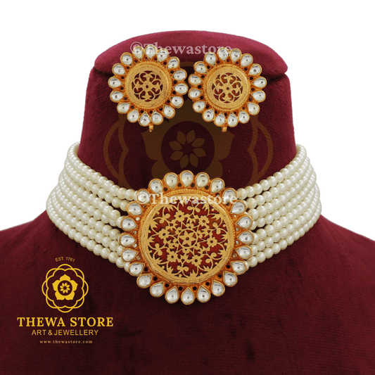 Art of thewa Ahyana Kundan choker Necklace - ThewaStore