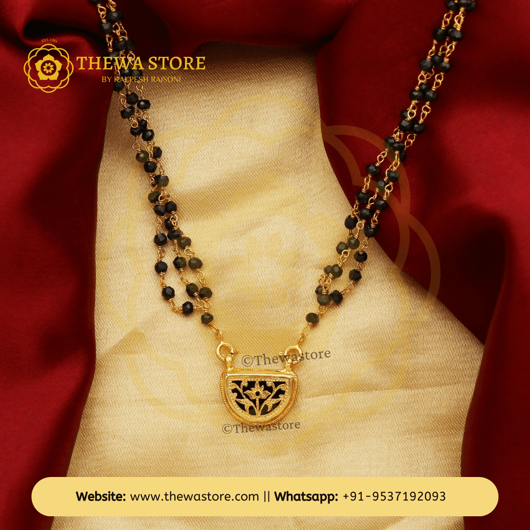 Thewa Jewellery D-Shape 3 Strings Mangal Sutra - ThewaStore