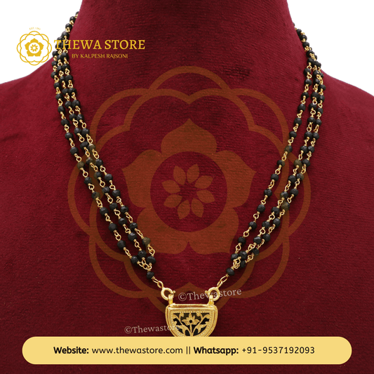 Thewa Jewellery D-Shape 3 Strings Mangal Sutra - ThewaStore