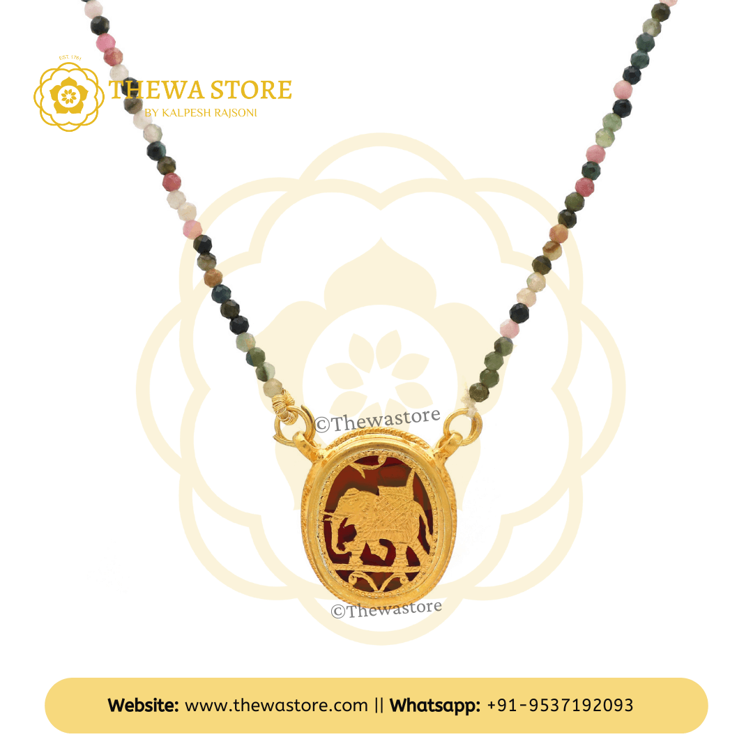 Thewa Jewellery Oval Elephant Pendant - ThewaStore