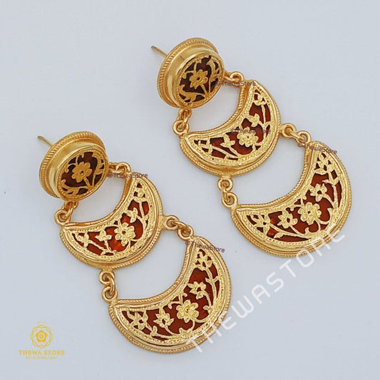 Thewa Jewellery 3 Layers Jhumkiya Earrning - ThewaStore