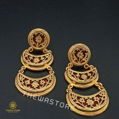 Thewa Jewellery 3 Layers Jhumkiya Earrning - ThewaStore