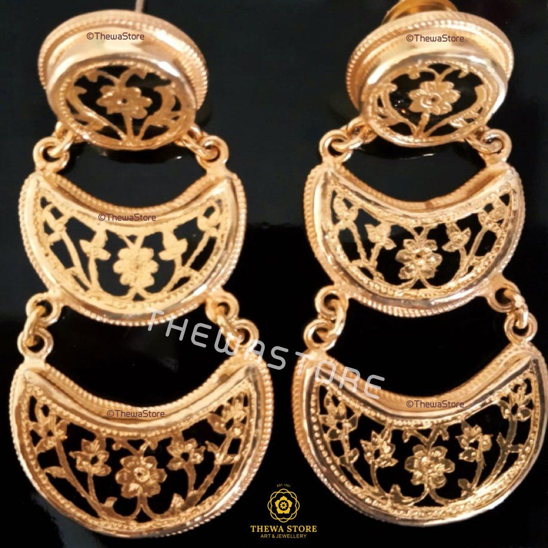 Thewa Jewellery 3 Layers Jhumkiya Earrning - ThewaStore