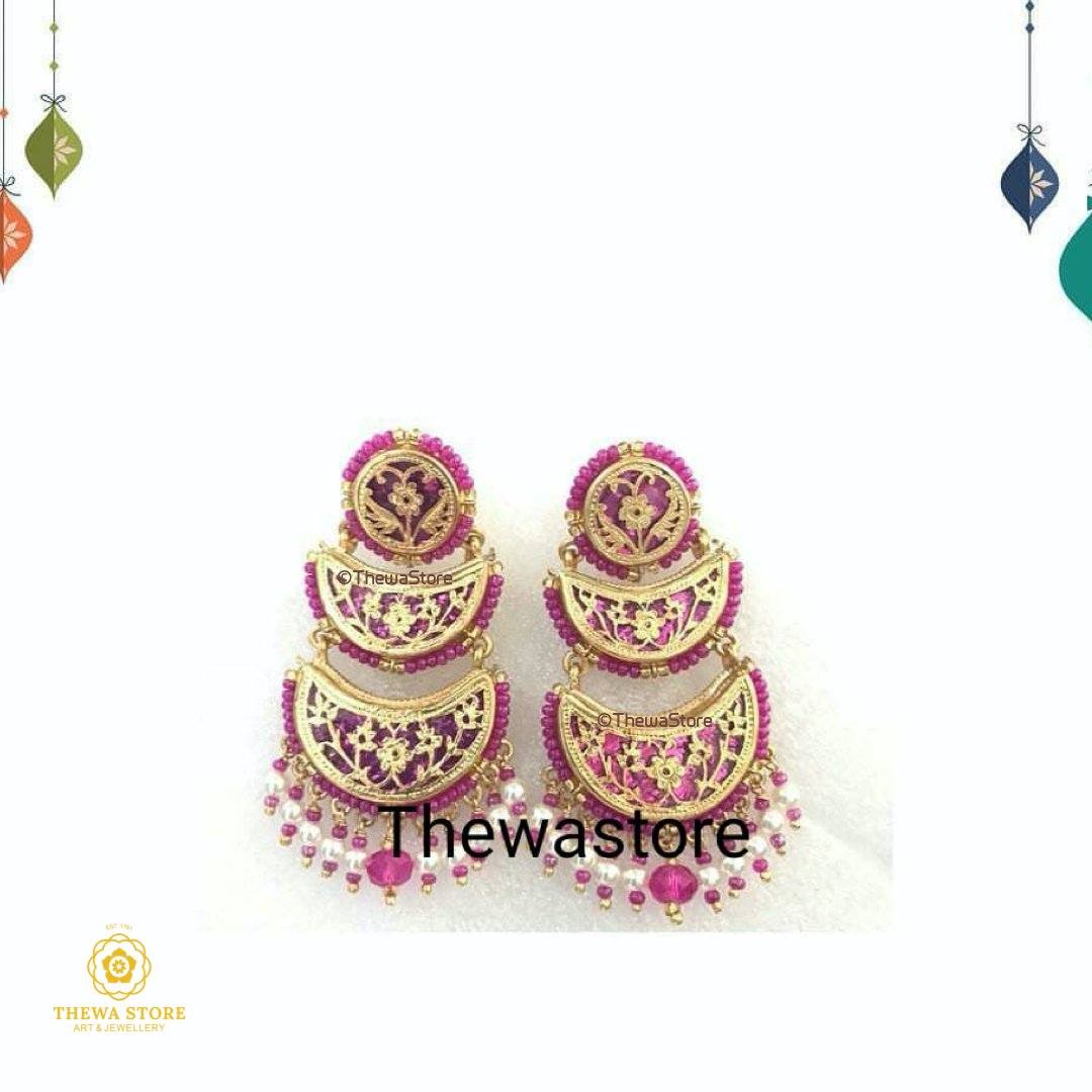 Thewa Jewellery 3 Layers Jhumkiya Earrning - ThewaStore