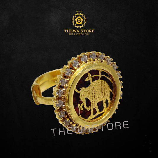 Thewa Art Elephant  Diamond Ring - ThewaStore