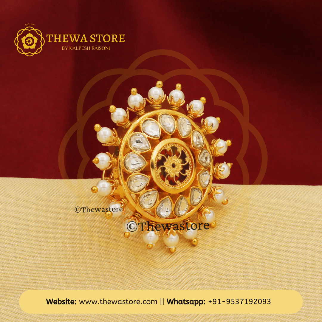 Art of Thewa Kundan Thewa Ring