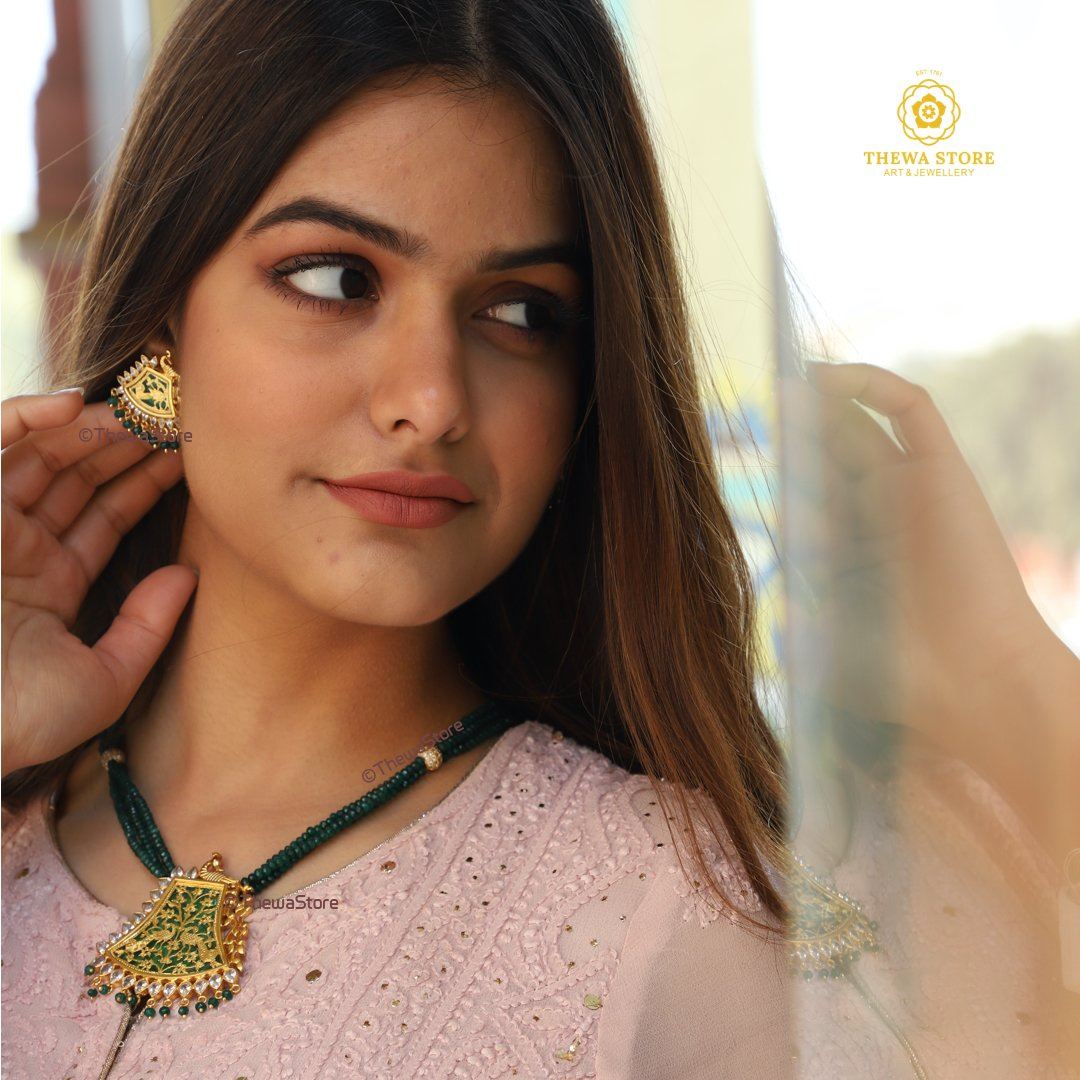 Thewa Jewellery Pharsa Double Peacock Designer Necklace - ThewaStore