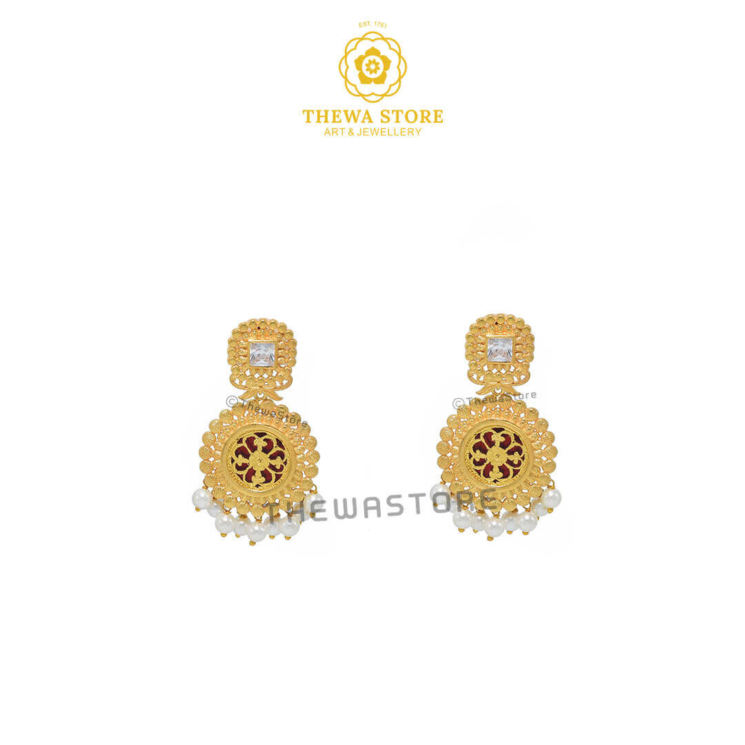 Sparsh Designer Thewa Round Necklace
