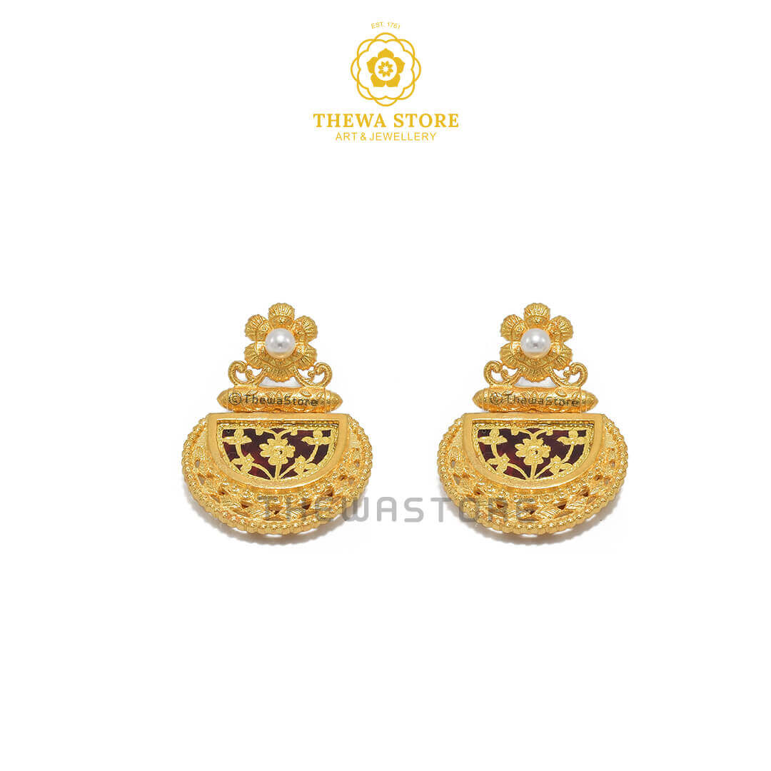 Sparsh D-Shape Thewa Art Earrings 3