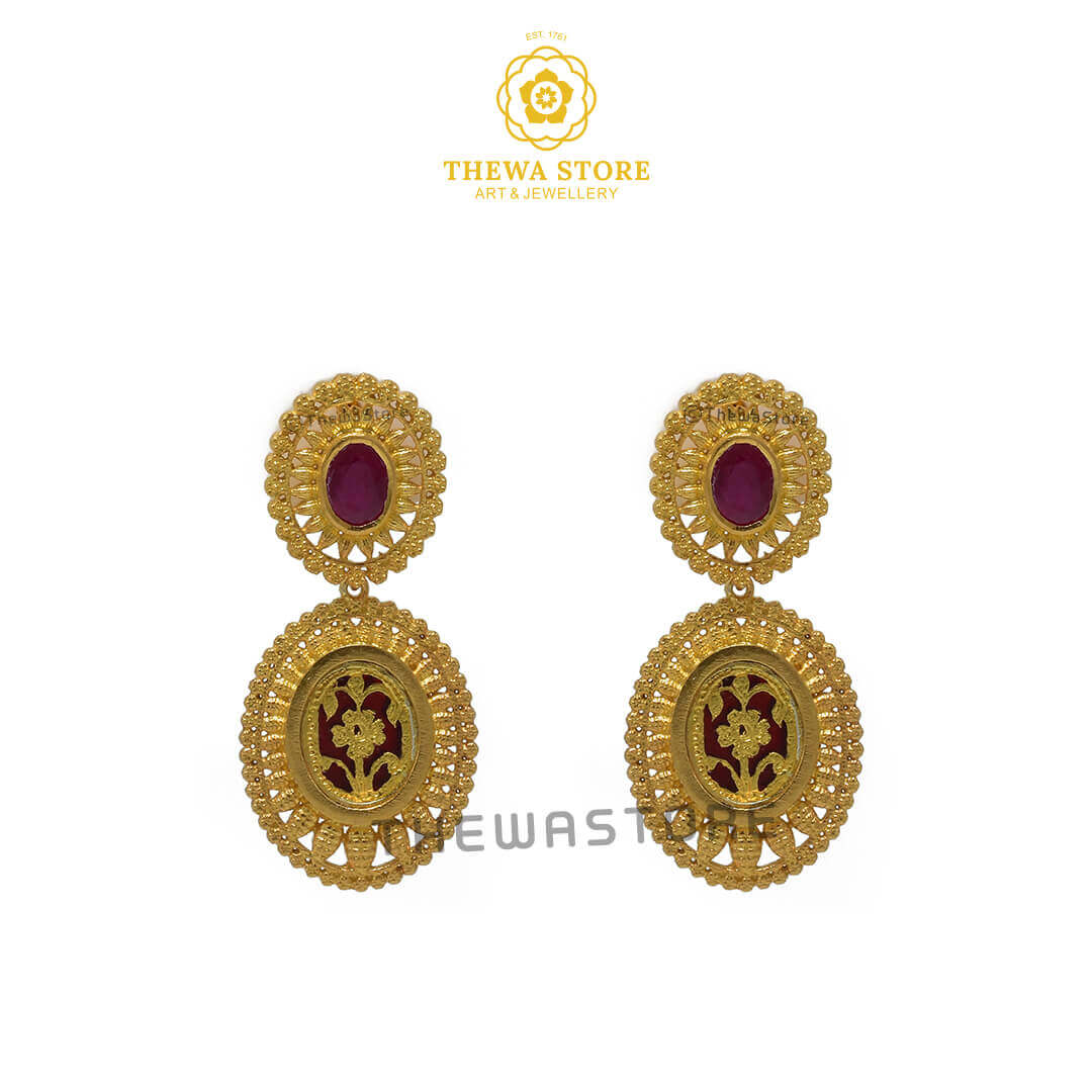 Sparsh Thewa Jewellery Oval Latkan Earrings - ThewaStore