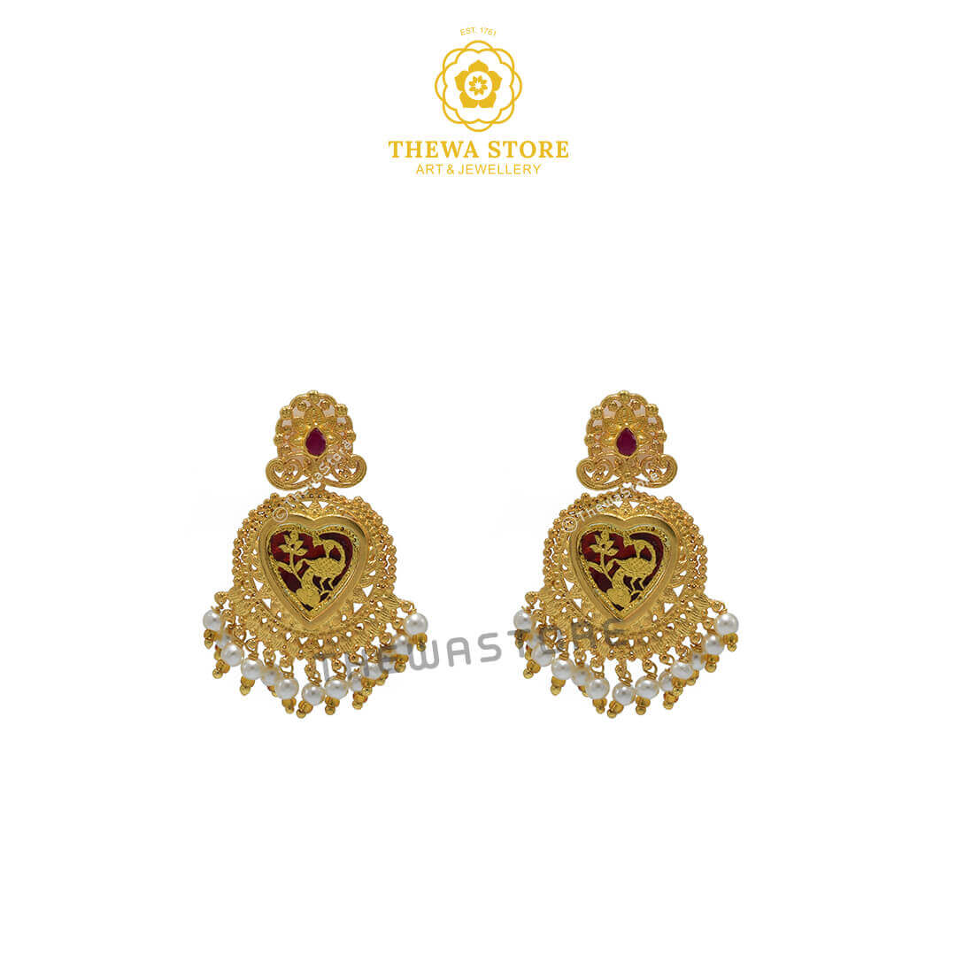 Sparsh Thewa Jewellery Heart with Peacock
