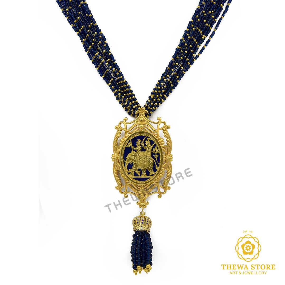 Elephant Designer Thewa Necklace