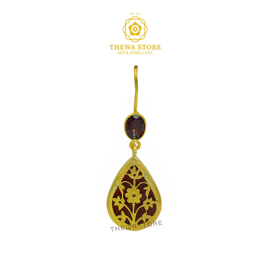 Thewa Jewellery Drop Shape Earrings with Real Stones - ThewaStore