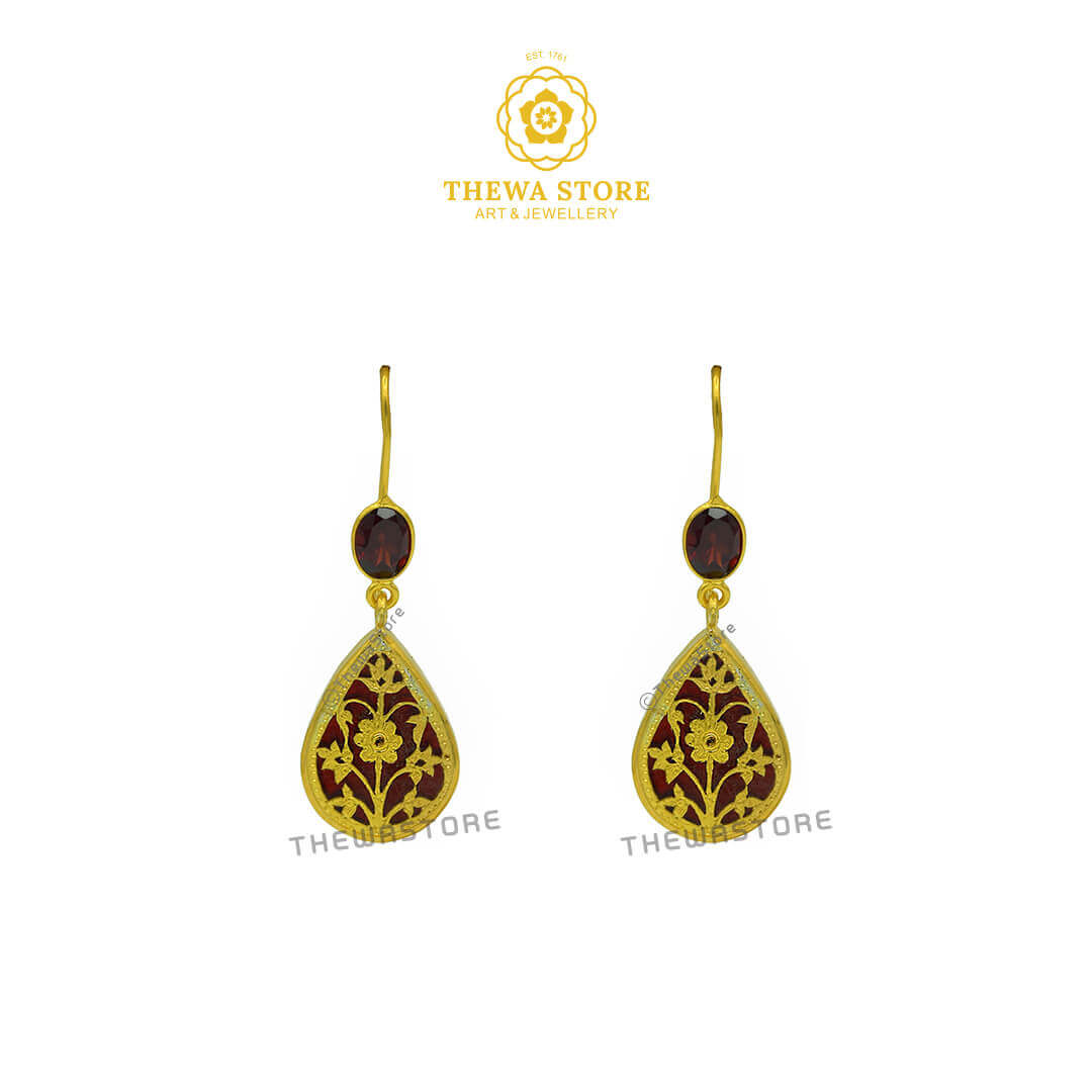 Thewa Jewellery Drop Shape Earrings with Real Stones - ThewaStore