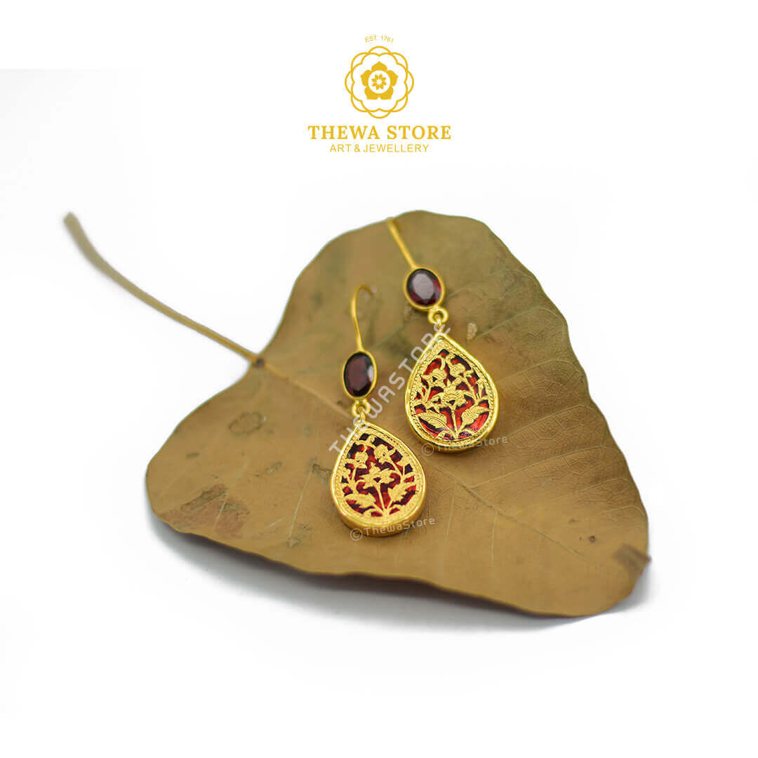 Thewa Jewellery Drop Shape Earrings with Real Stones - ThewaStore