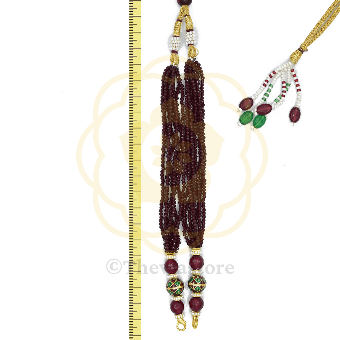 Red moti mala on sale designs