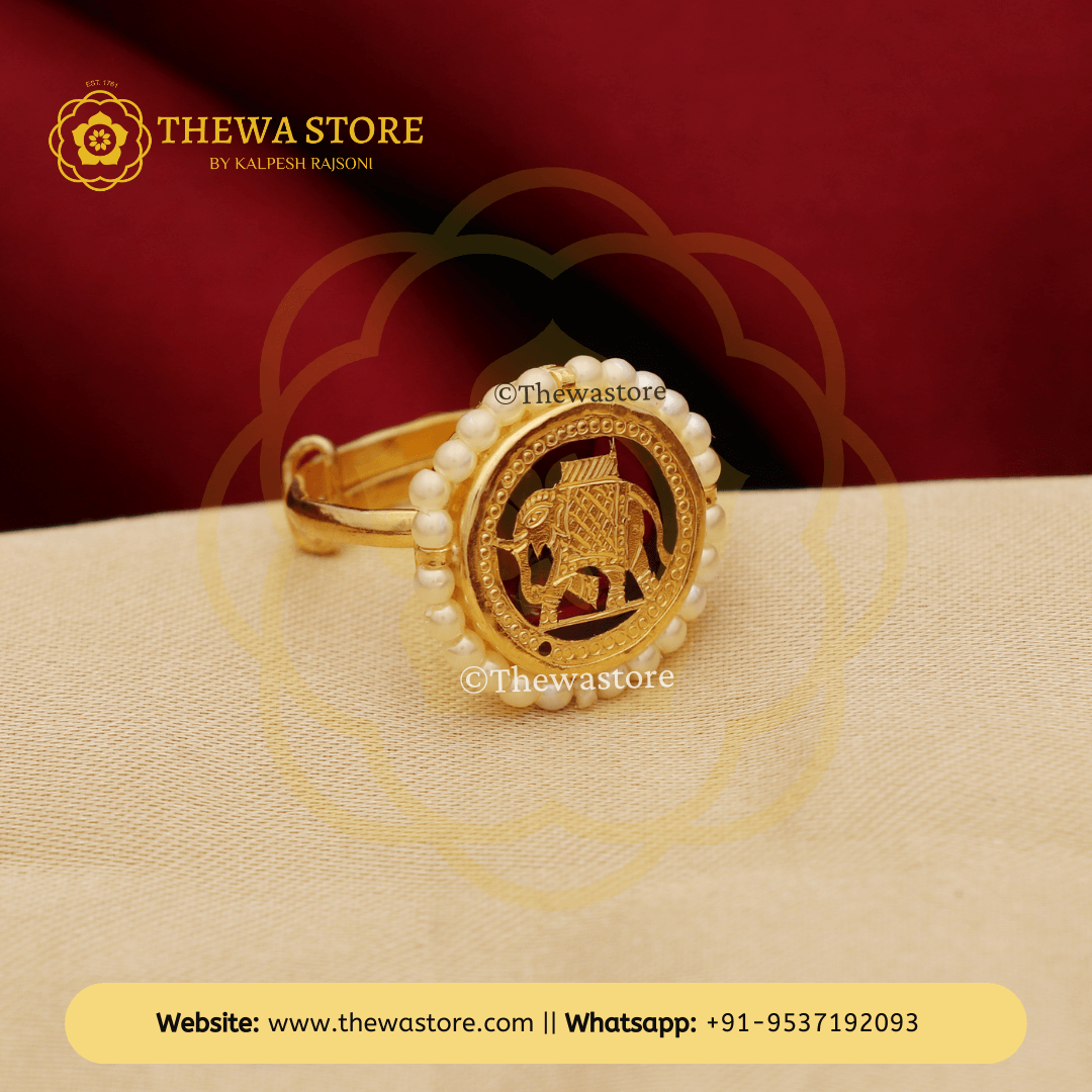 Thewa Art Jewellery Anika Pearl Elephant Ring