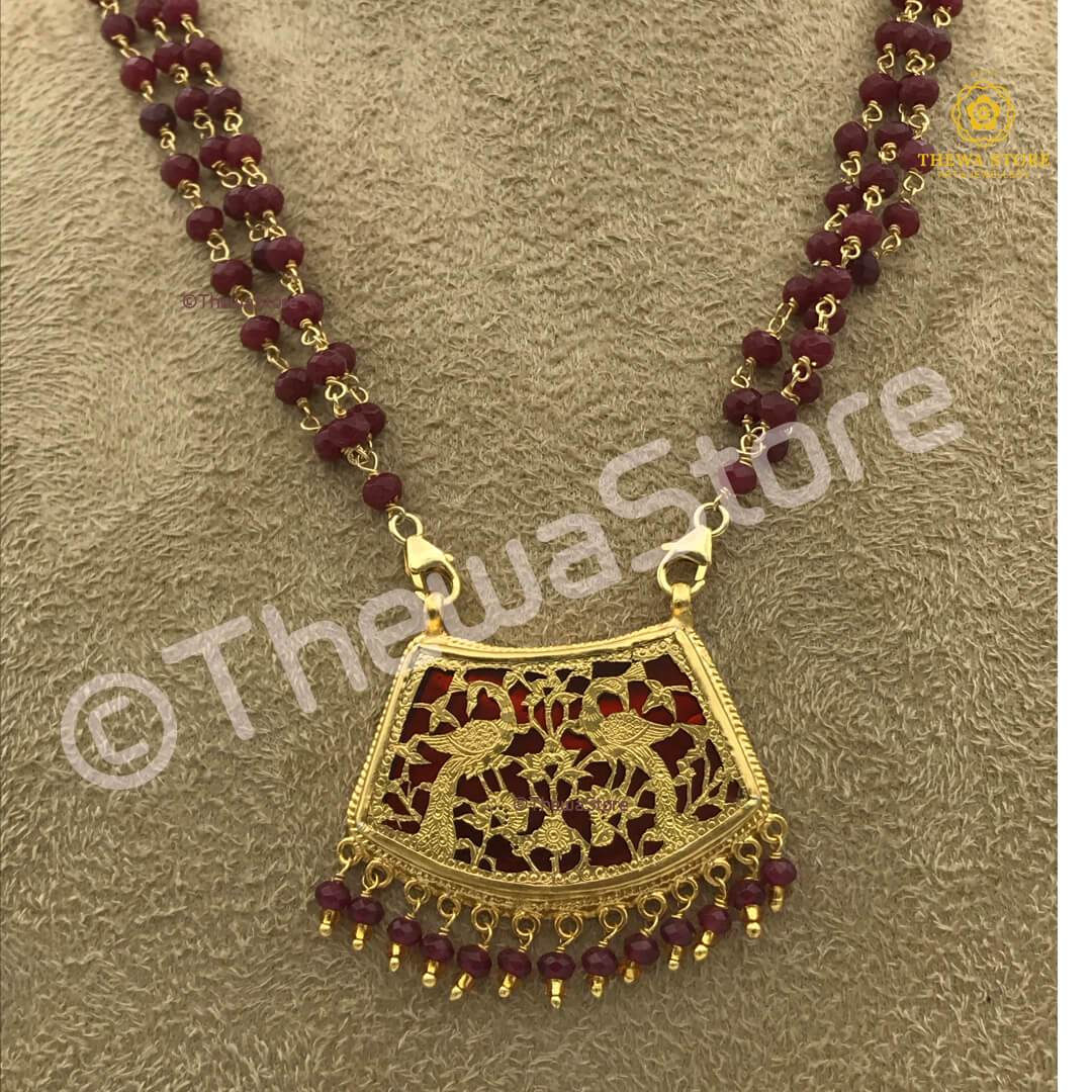 Original Thewa Jewellery Pankhi Two Peacock Designer Necklace - ThewaStore