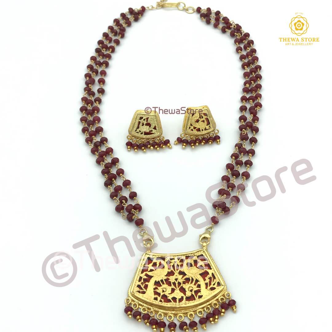 Original Thewa Jewellery Pankhi Two Peacock Designer Necklace - ThewaStore