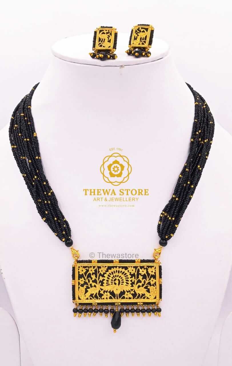 Art of thewa Jewellery Sqaure Double Peacock 🦚 Necklace - ThewaStore