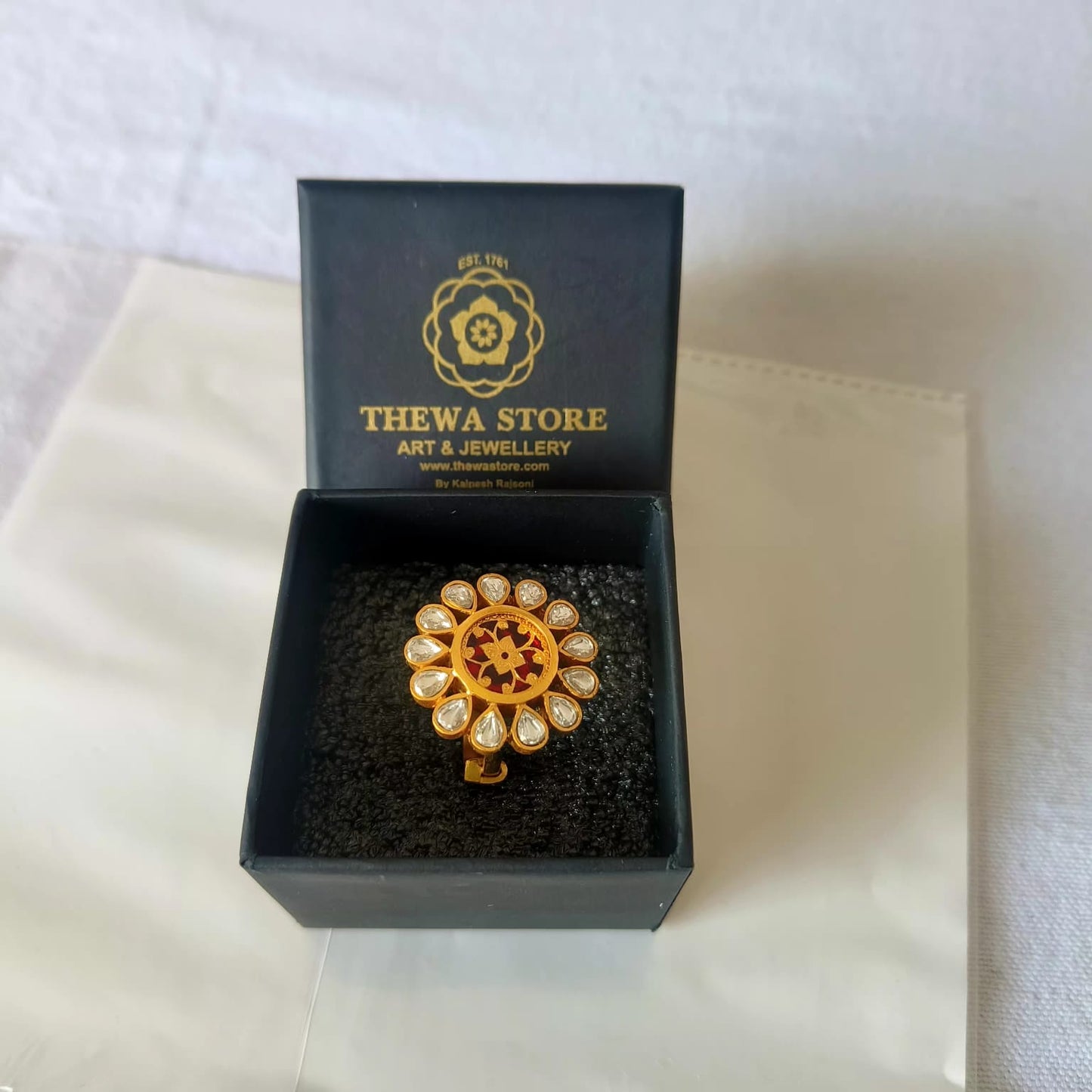 Big kundan round ring - ThewaStore