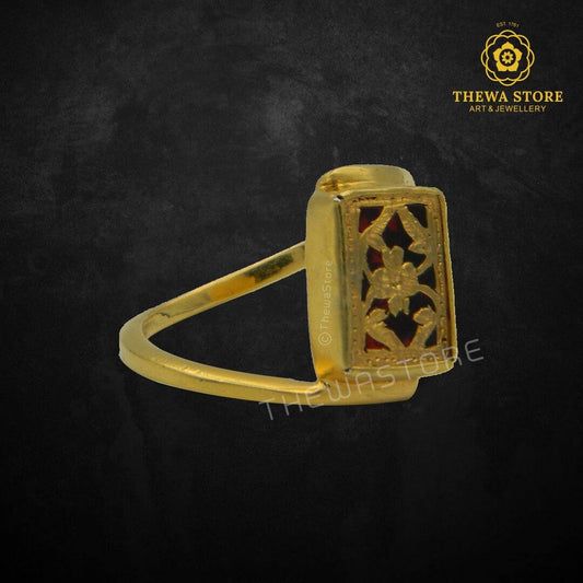 Designer Pearl Thewa Art Ring - ThewaStore