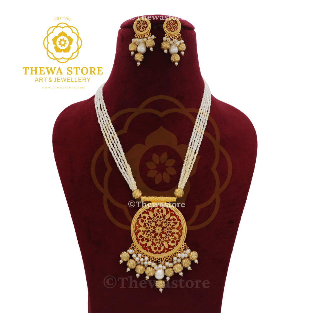 Thewa art jewellery Round Anika Necklace Set - ThewaStore