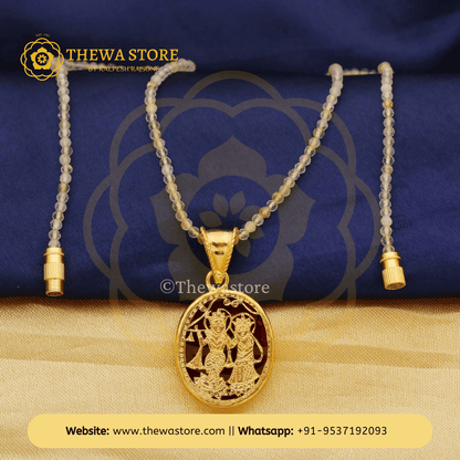 Thewa Jewellery Radhe Krishna Oval Pendant - ThewaStore