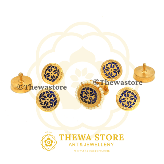Thewa Jewellery Checks Flower  Kurta Buttons - ThewaStore