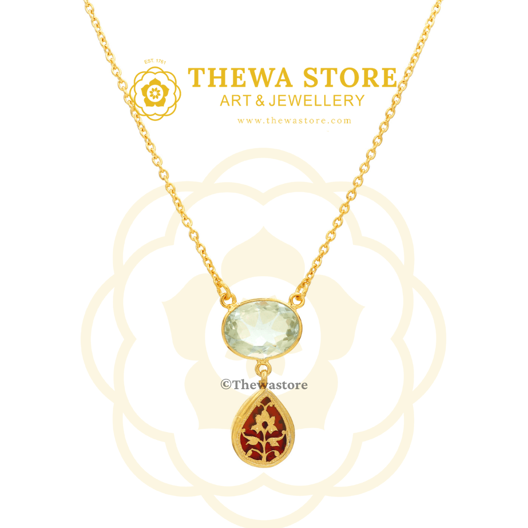 Thewa Art Jewellery Vyoma Pendant with Rainbow Stone - ThewaStore