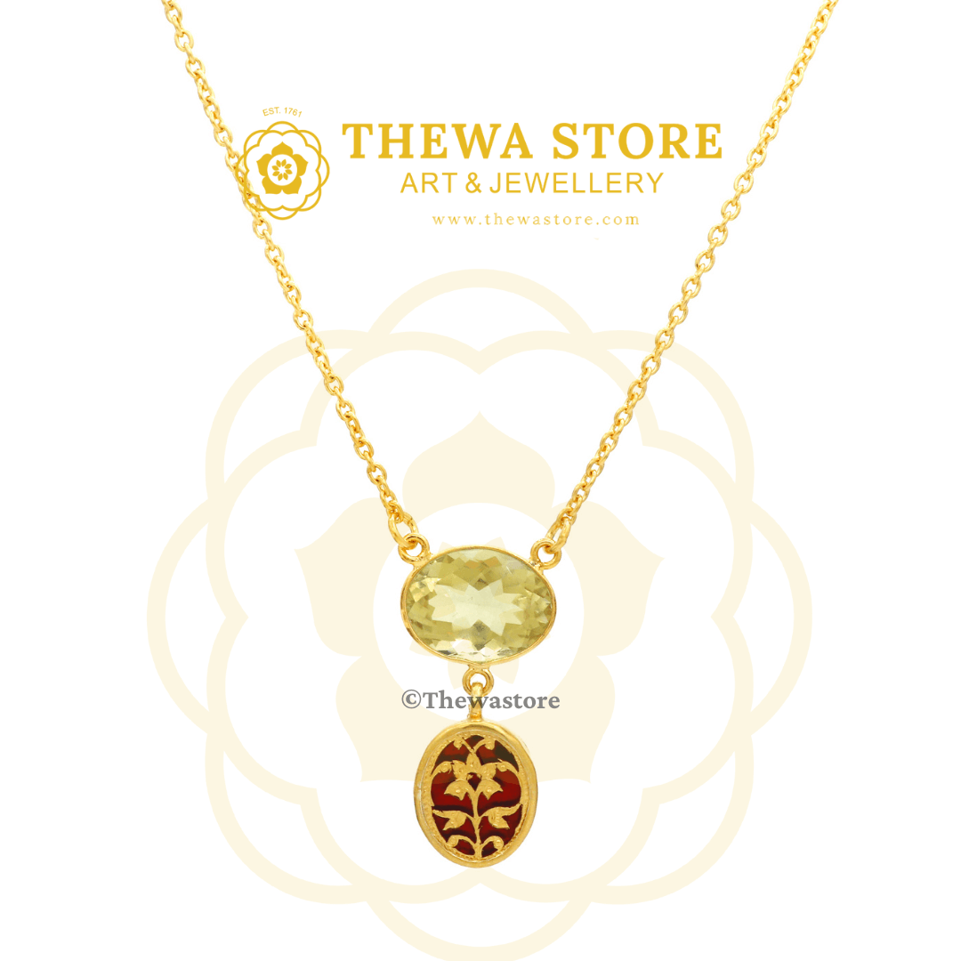 Thewa Art Jewellery Vyoma Pendant with Citrine Stone - ThewaStore