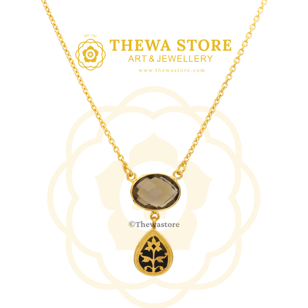 Thewa Art Jewellery Vyoma Pendant with Spiral Stone - ThewaStore