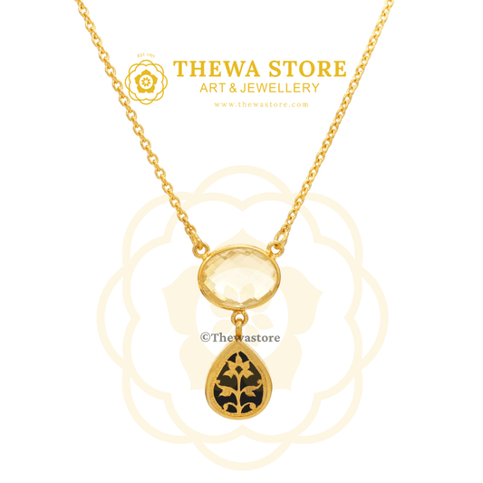 Thewa Art Jewellery Vyoma Pendant with Citrine Stone - ThewaStore