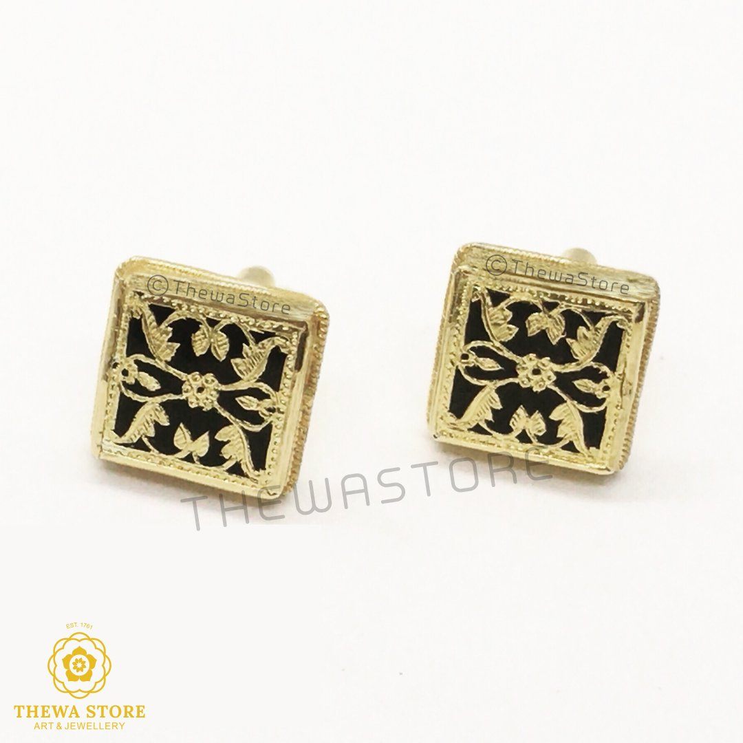 Thewa Jewellery Designer Square  Floral Cufflinks - ThewaStore