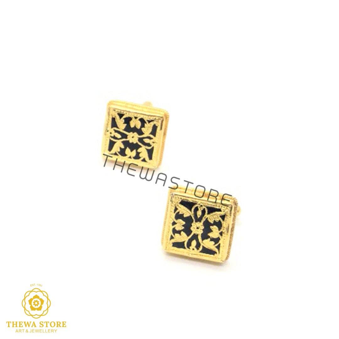 Thewa Jewellery Designer Square  Floral Cufflinks - ThewaStore