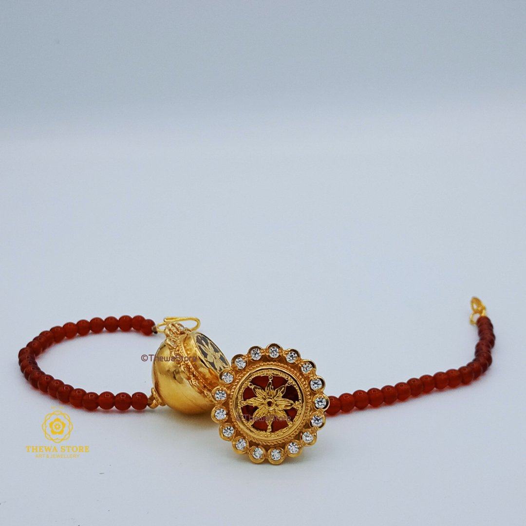 Thewa Jewellery Rakhdi gold work on glass (Borla)with Diamond - ThewaStore