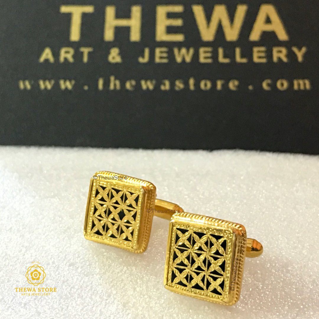 Thewa Jewellery  Square Checks  Cufflinks for Men - ThewaStore