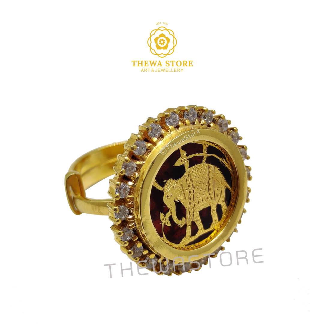 Thewa Art Elephant  Diamond Ring - ThewaStore