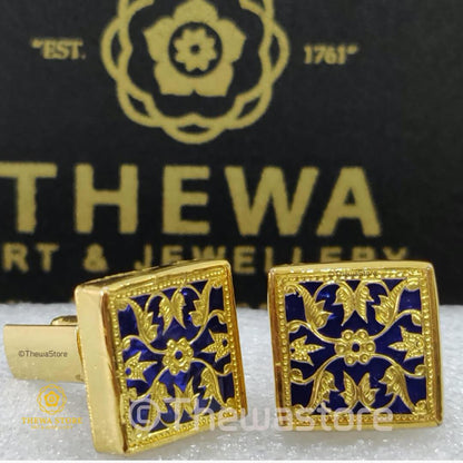 Thewa Jewellery Designer Square  Floral Cufflinks - ThewaStore
