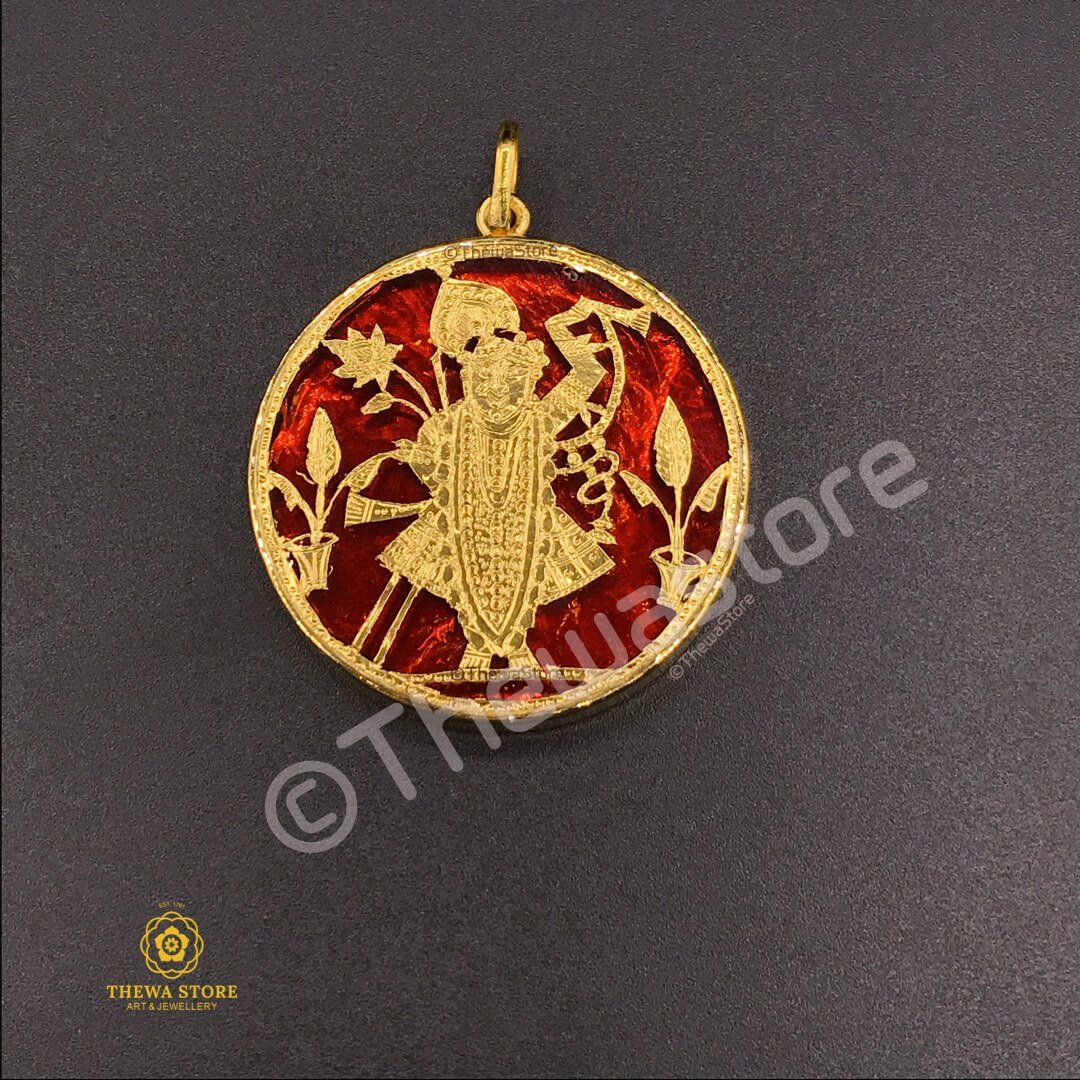 Original Thewa Jewellery Shrinath Ji Pendant (Round Shape) - ThewaStore