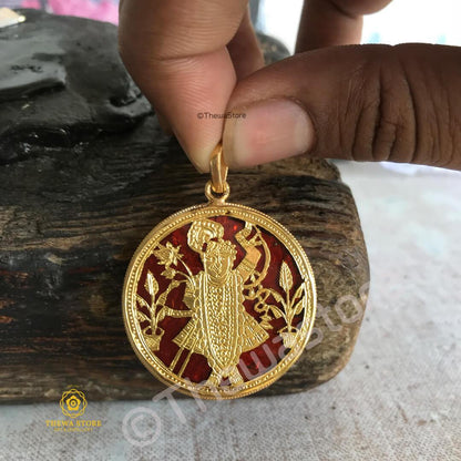 Original Thewa Jewellery Shrinath Ji Pendant (Round Shape) - ThewaStore