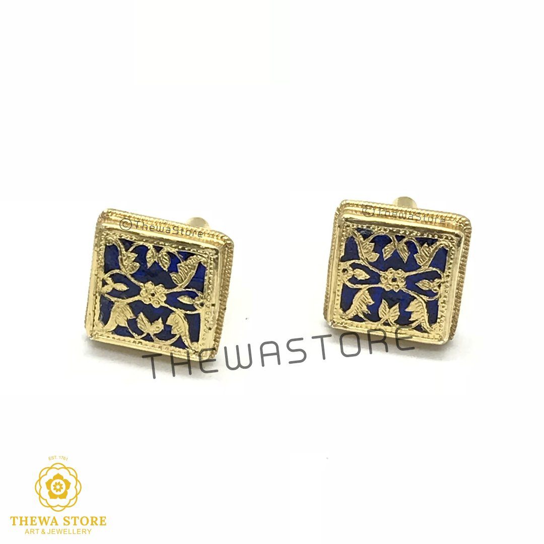 Thewa Jewellery Designer Square  Floral Cufflinks - ThewaStore