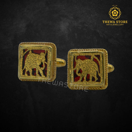 Thewa Jewellery Elephant Cufflinks for Men ( Square Shape) - ThewaStore