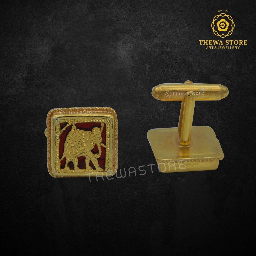 Thewa Jewellery Elephant Cufflinks for Men ( Square Shape) - ThewaStore